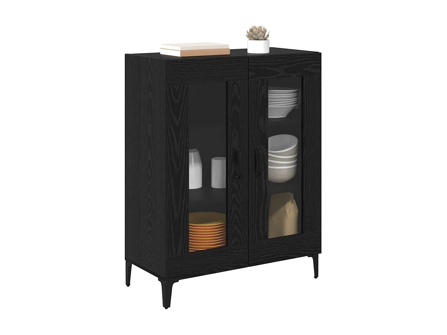 Berkfield Sideboard Black Oak 69.5 x 34 x 90 cm Engineered Wood and Iron