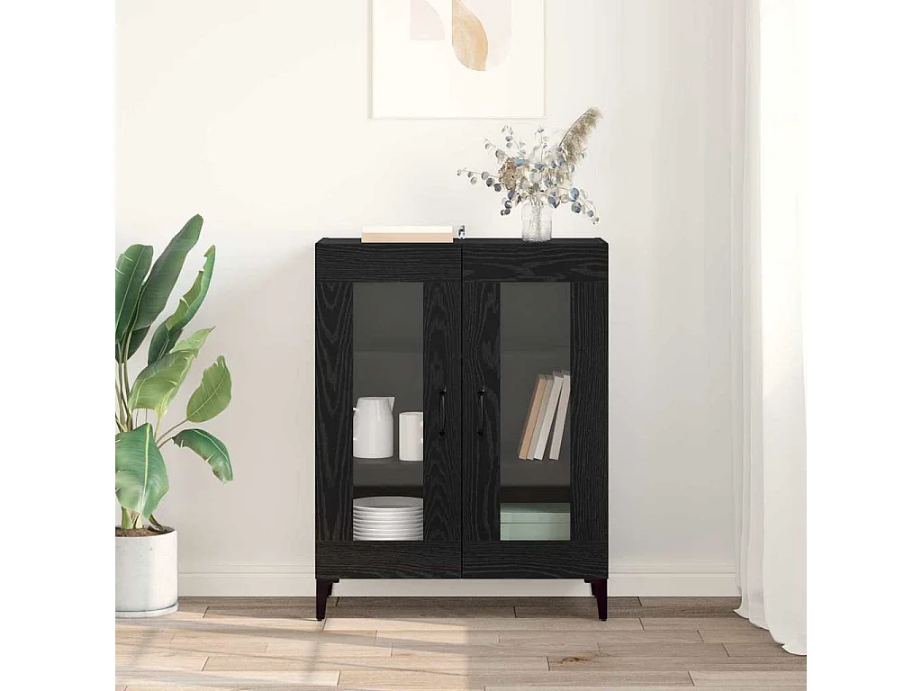 Berkfield Sideboard Black Oak 69.5 x 34 x 90 cm Engineered Wood and Iron