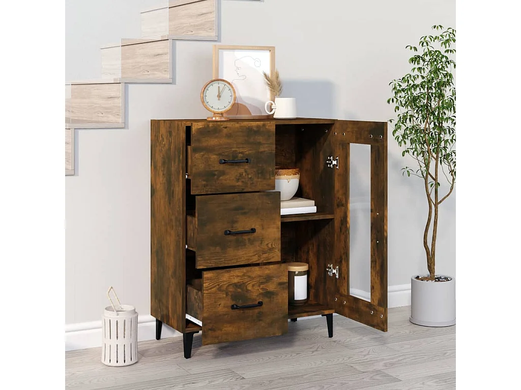 Berkfield Sideboard Smoked Oak 69.5x34x90 cm Engineered Wood