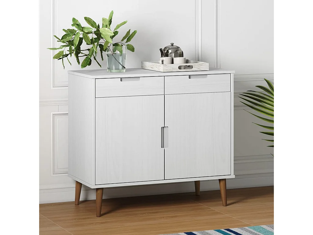 Berkfield Sideboard MOLDE White 90x40x80 cm Solid Wood Pine