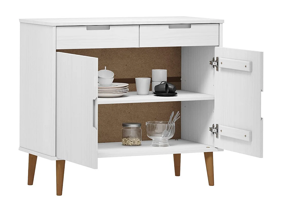 Berkfield Sideboard MOLDE White 90x40x80 cm Solid Wood Pine