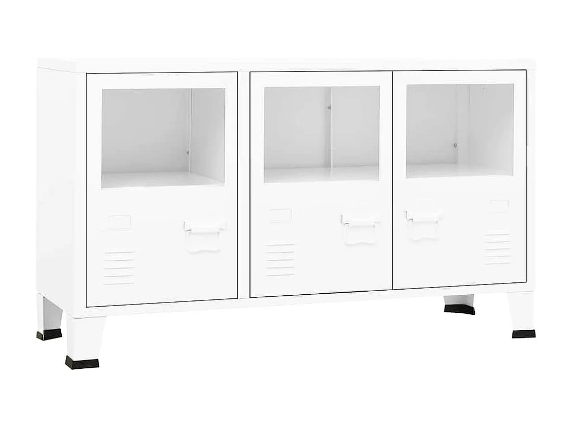 Berkfield Industrial Sideboard White 105x35x62 cm Metal and Glass