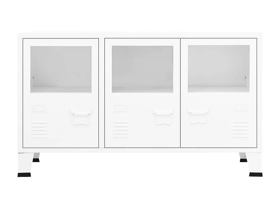 Berkfield Industrial Sideboard White 105x35x62 cm Metal and Glass