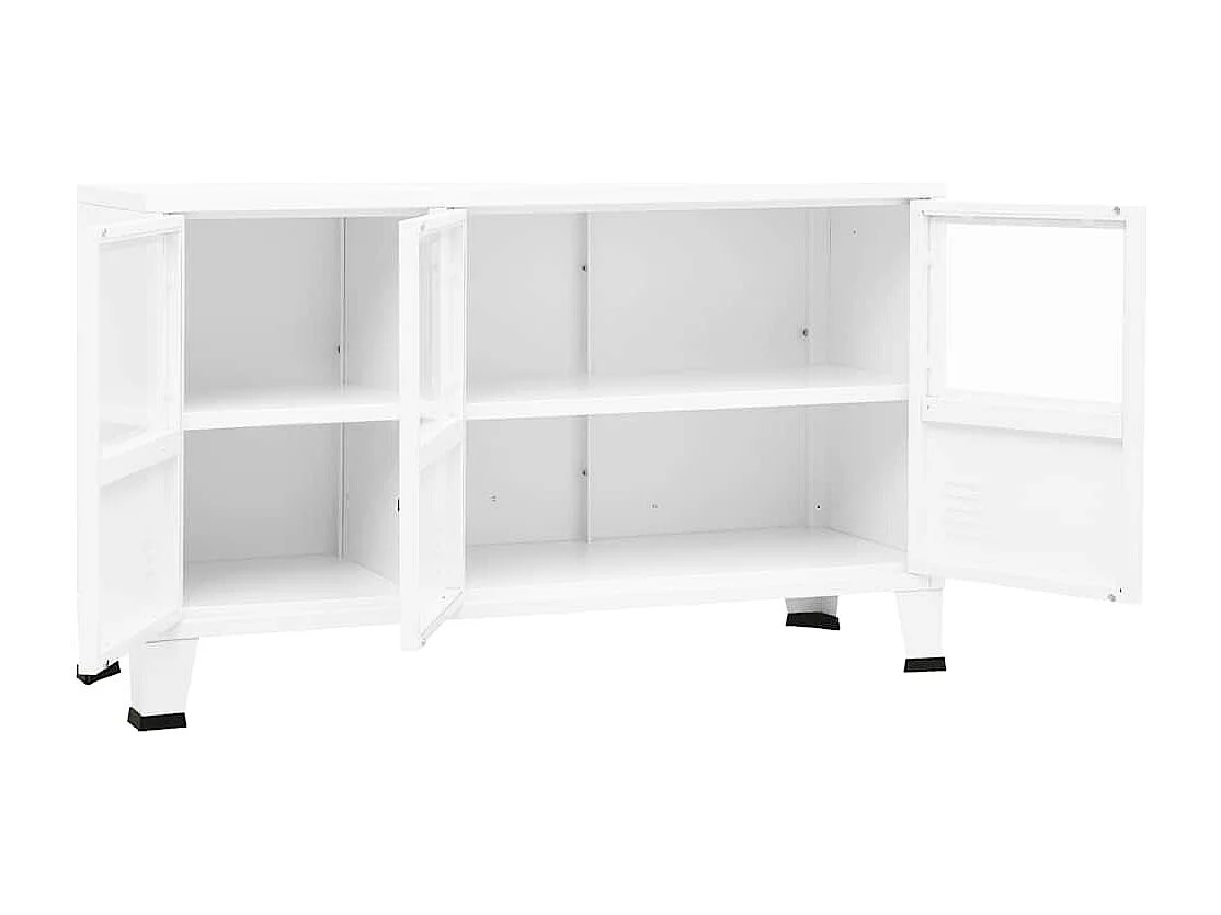 Berkfield Industrial Sideboard White 105x35x62 cm Metal and Glass