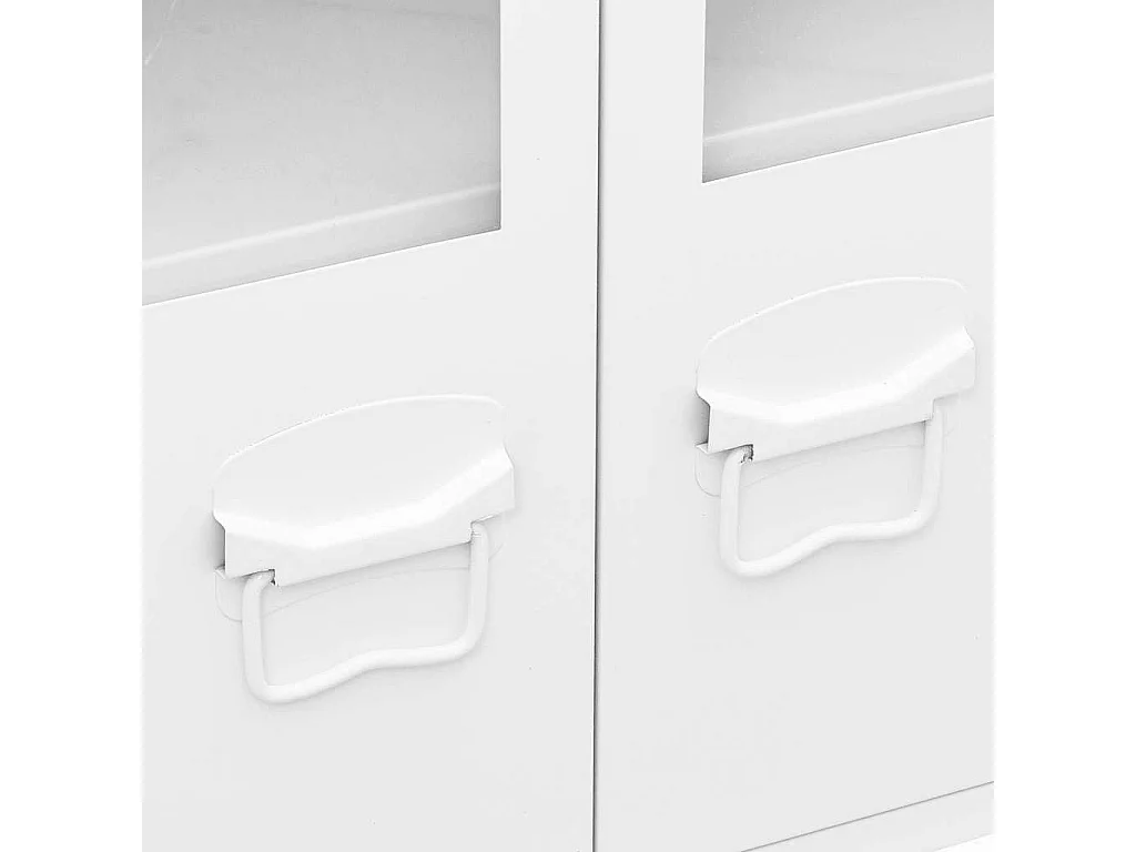 Berkfield Industrial Sideboard White 105x35x62 cm Metal and Glass