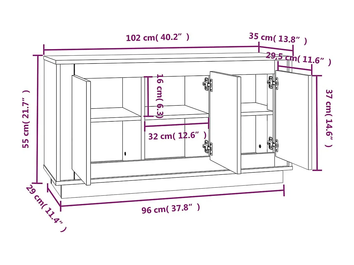 Berkfield Sideboard Grey Sonoma 102x35x55 cm Engineered Wood