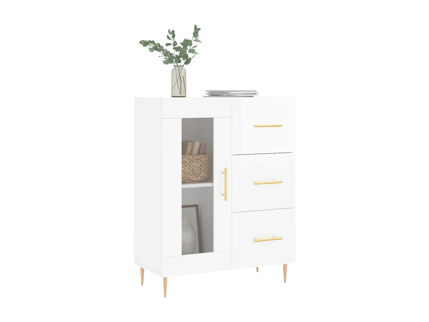 Berkfield Sideboard High Gloss White 69.5x34x90 cm Engineered Wood