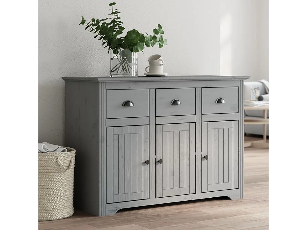 Berkfield Sideboard BODO Grey 115x43x79.5 cm Solid Wood Pine