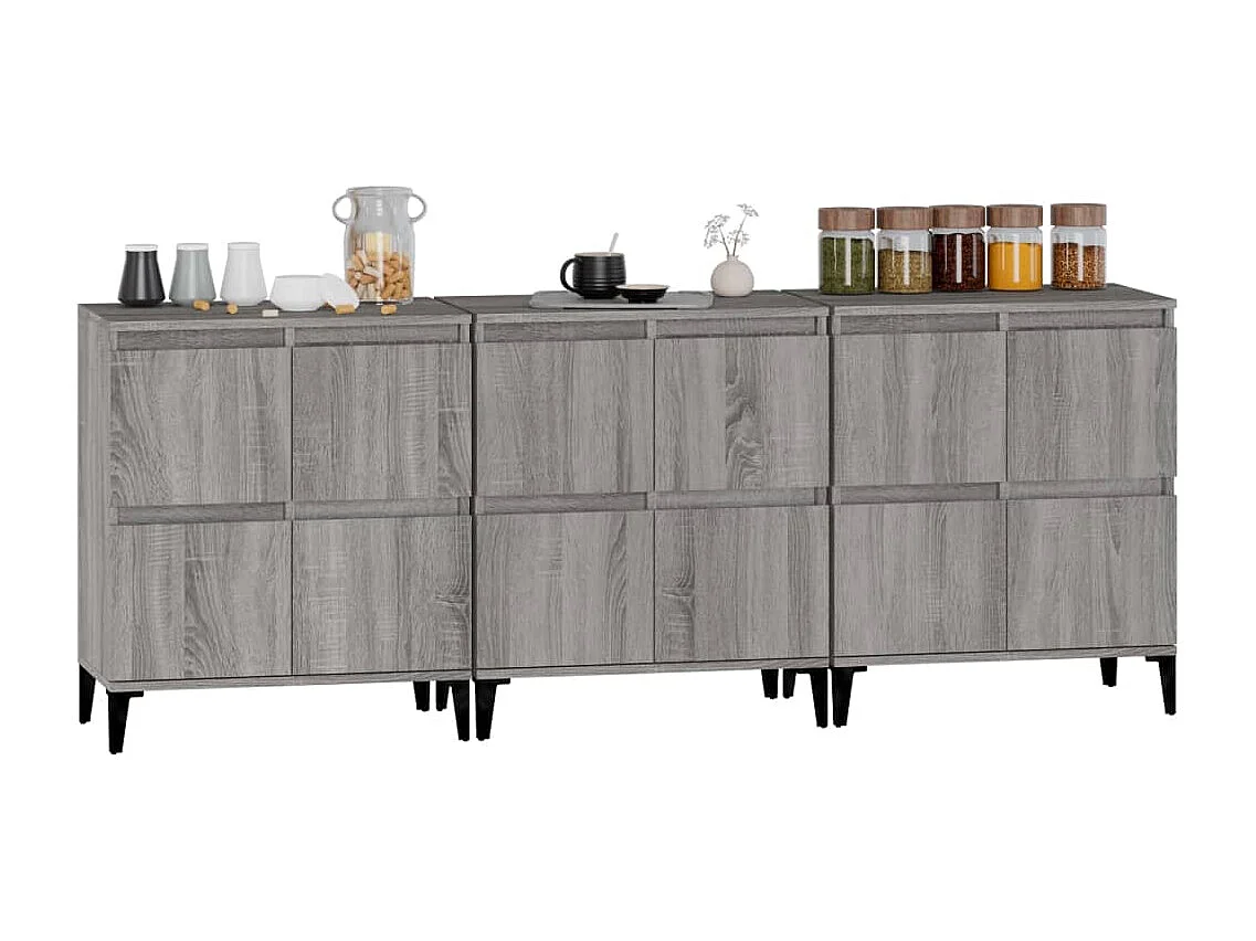 Berkfield Sideboards 3 pcs Grey Sonoma 60x35x70 cm Engineered Wood