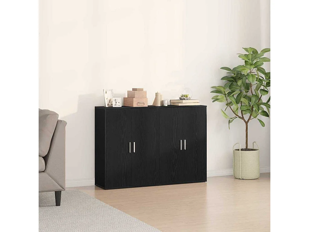 Berkfield Sideboard 2 pcs Black Oak 60 x 31 x 84 cm Engineered Wood
