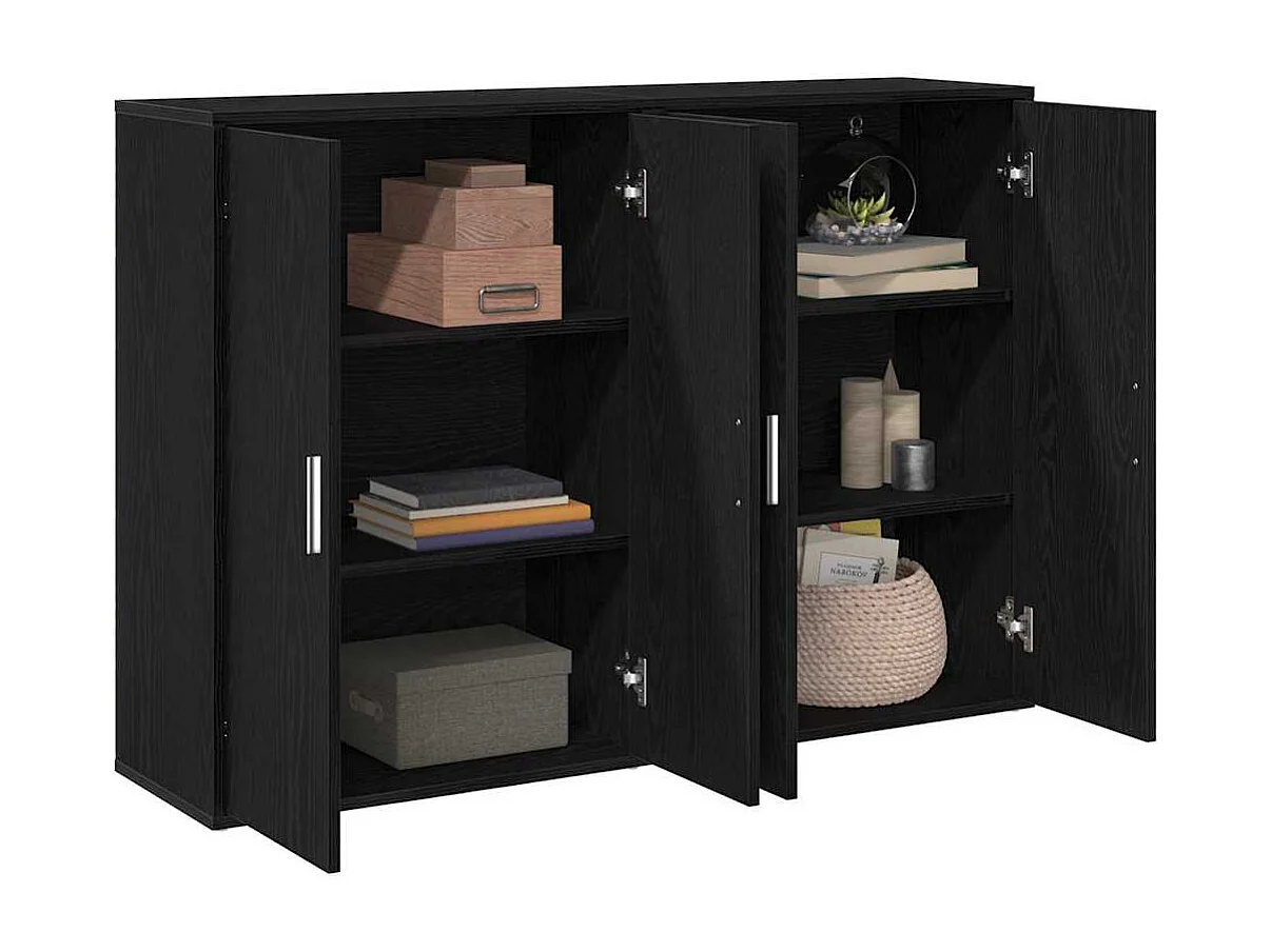 Berkfield Sideboard 2 pcs Black Oak 60 x 31 x 84 cm Engineered Wood