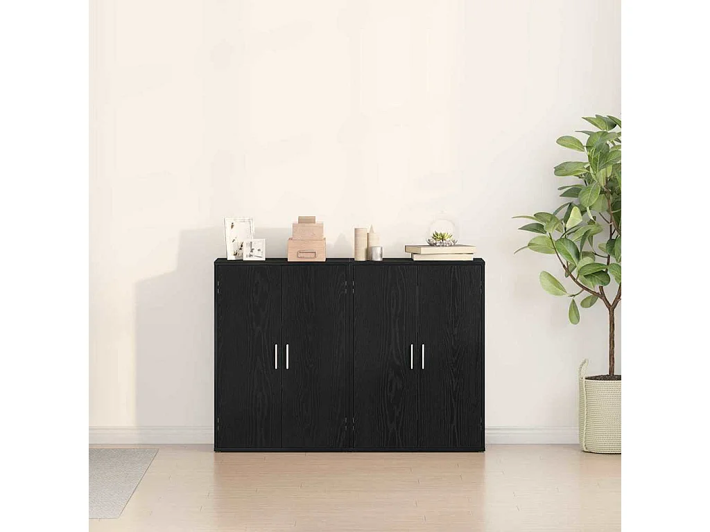 Berkfield Sideboard 2 pcs Black Oak 60 x 31 x 84 cm Engineered Wood