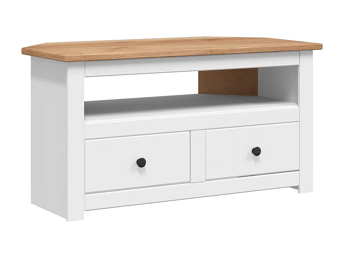 Berkfield Corner TV Cabinet White 93x49x49 cm Solid Pine Panama Range