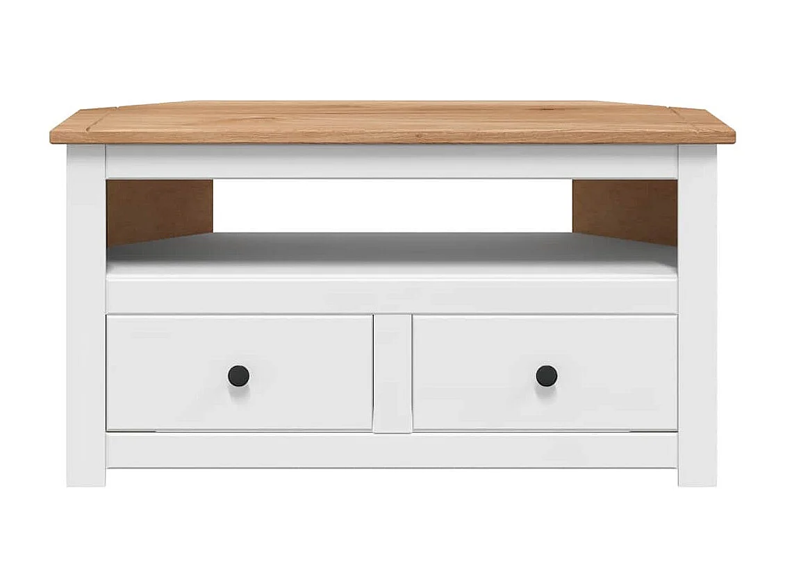 Berkfield Corner TV Cabinet White 93x49x49 cm Solid Pine Panama Range