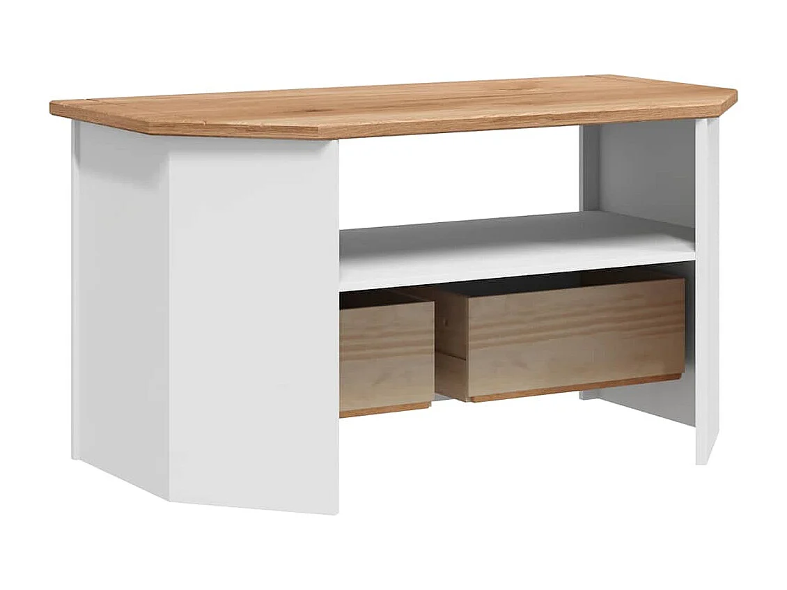 Berkfield Corner TV Cabinet White 93x49x49 cm Solid Pine Panama Range