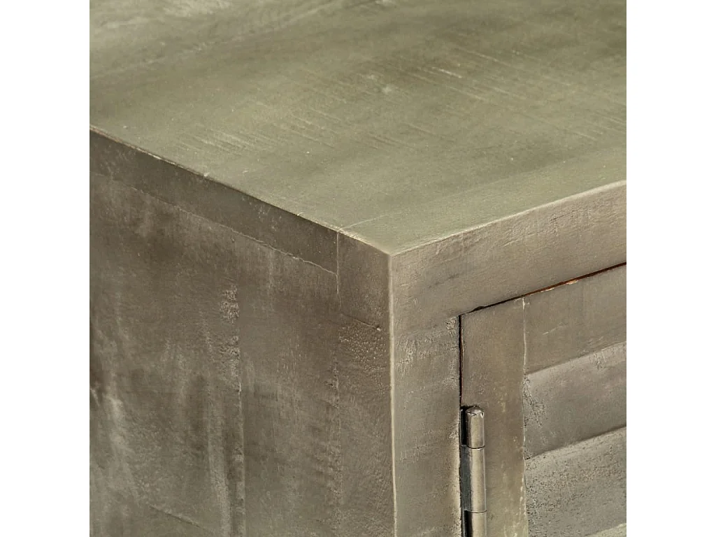 Berkfield TV Cabinet Solid Mango Wood Grey with Brass 110x30x48 cm