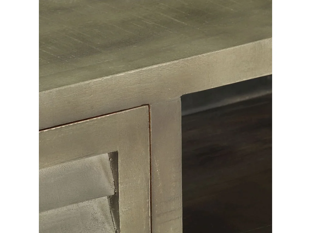 Berkfield TV Cabinet Solid Mango Wood Grey with Brass 110x30x48 cm