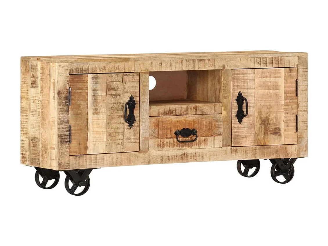 Berkfield TV Cabinet Rough Mango Wood 110x30x50 cm