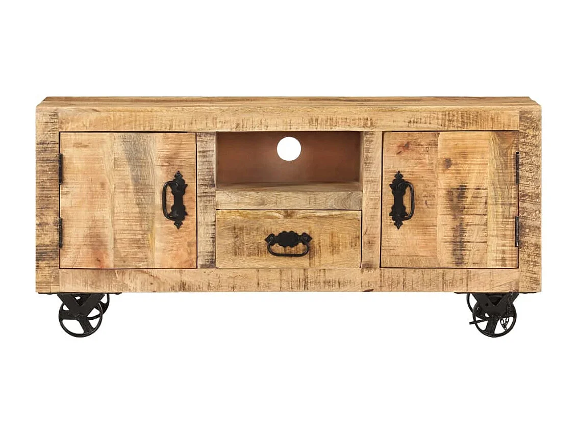 Berkfield TV Cabinet Rough Mango Wood 110x30x50 cm