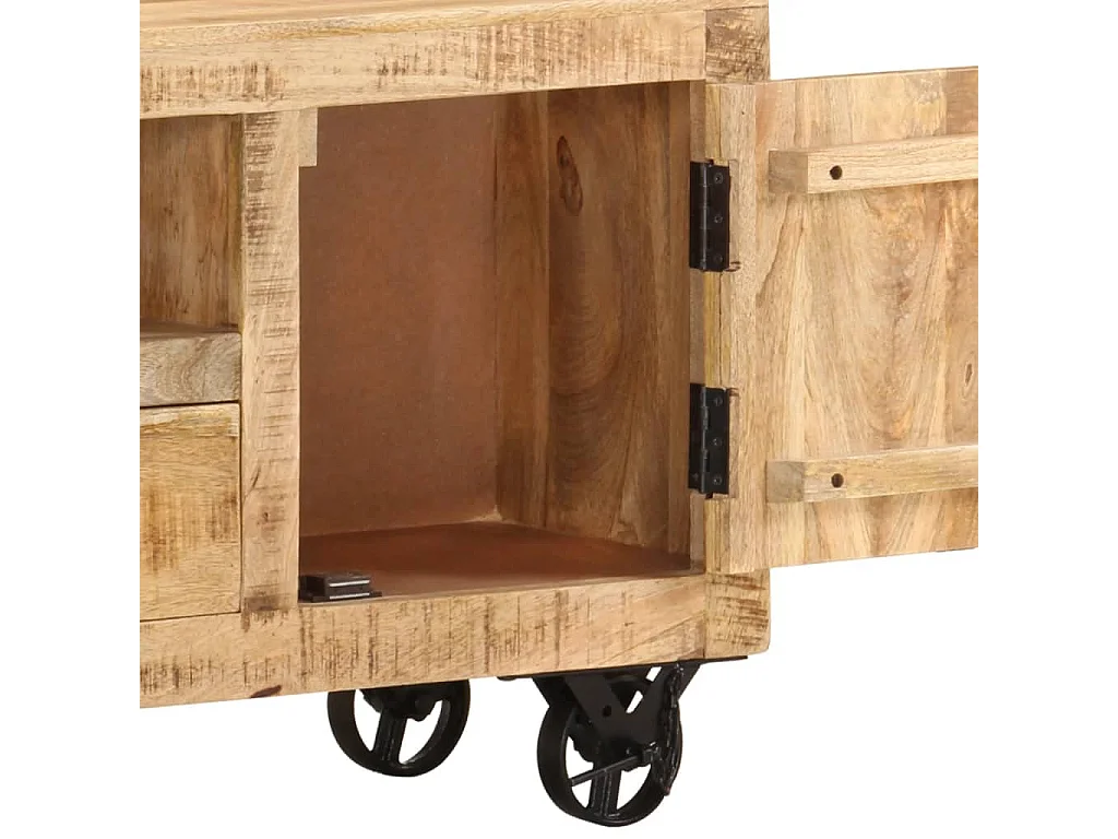 Berkfield TV Cabinet Rough Mango Wood 110x30x50 cm
