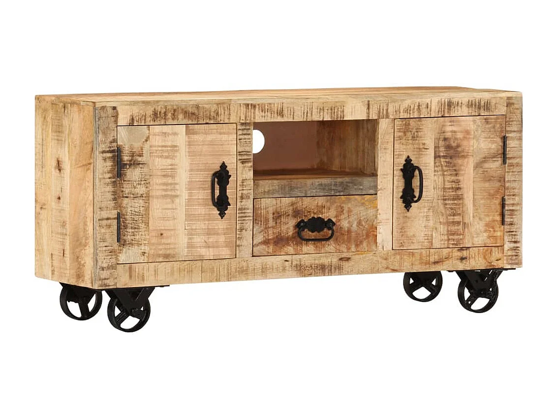 Berkfield TV Cabinet Rough Mango Wood 110x30x50 cm