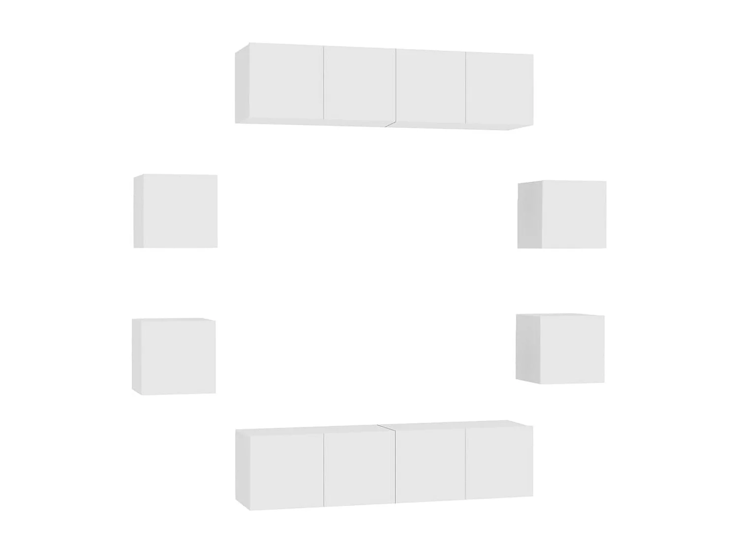 Berkfield 8 Piece TV Cabinet Set White Engineered Wood
