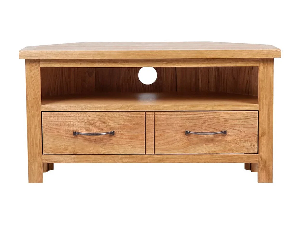 Berkfield TV Cabinet with Drawer 88 x 42 x 46 cm Solid Oak Wood
