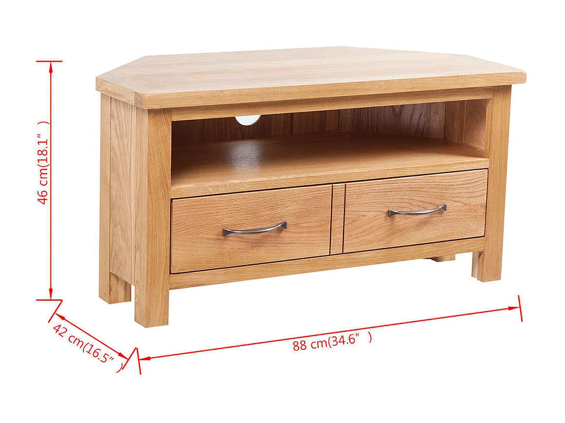 Berkfield TV Cabinet with Drawer 88 x 42 x 46 cm Solid Oak Wood