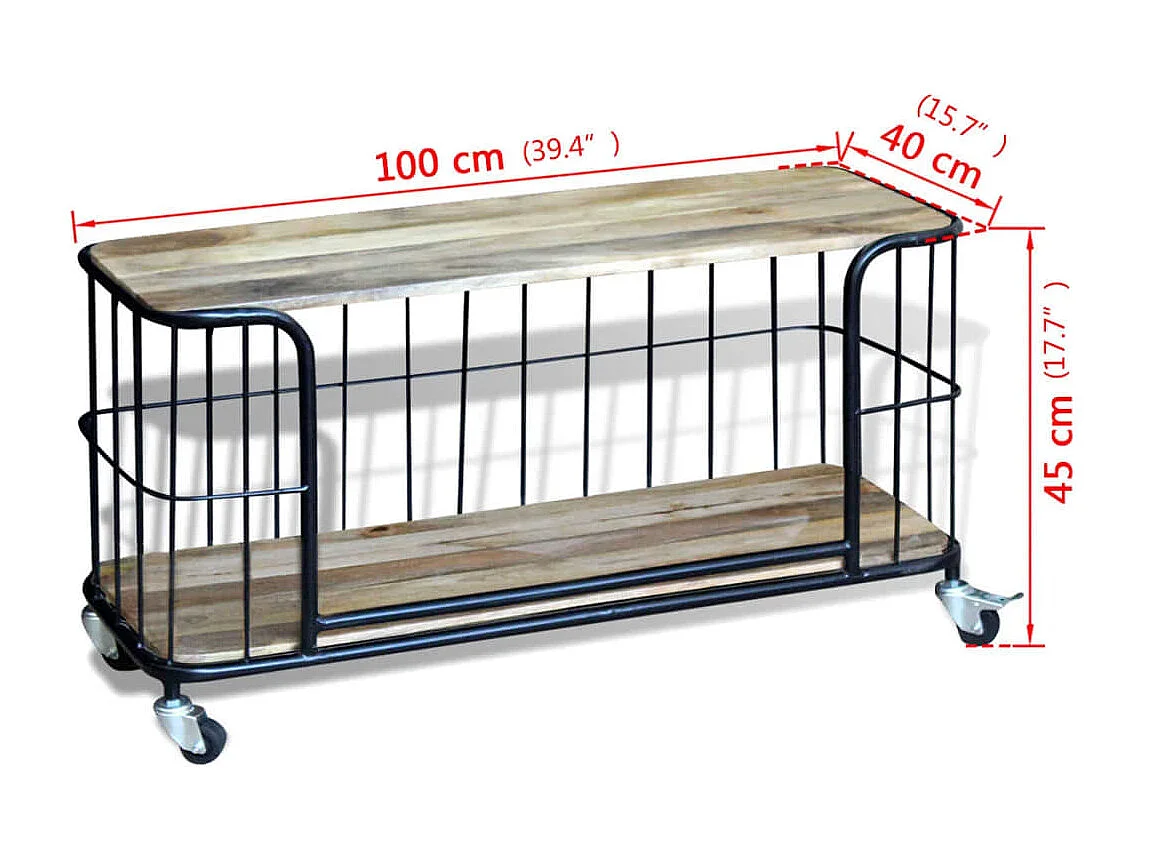 Berkfield TV Cabinet Solid Mango Wood 100x40x45 cm