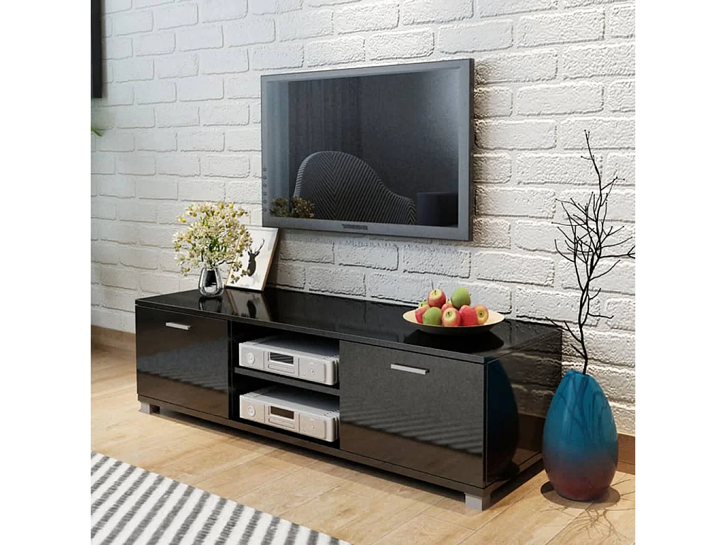 Berkfield TV Cabinet High-Gloss Black 140x40.5x35 cm