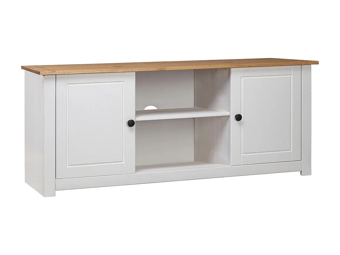 Berkfield TV Cabinet White 120x40x50 cm Solid Pine Wood Panama Range