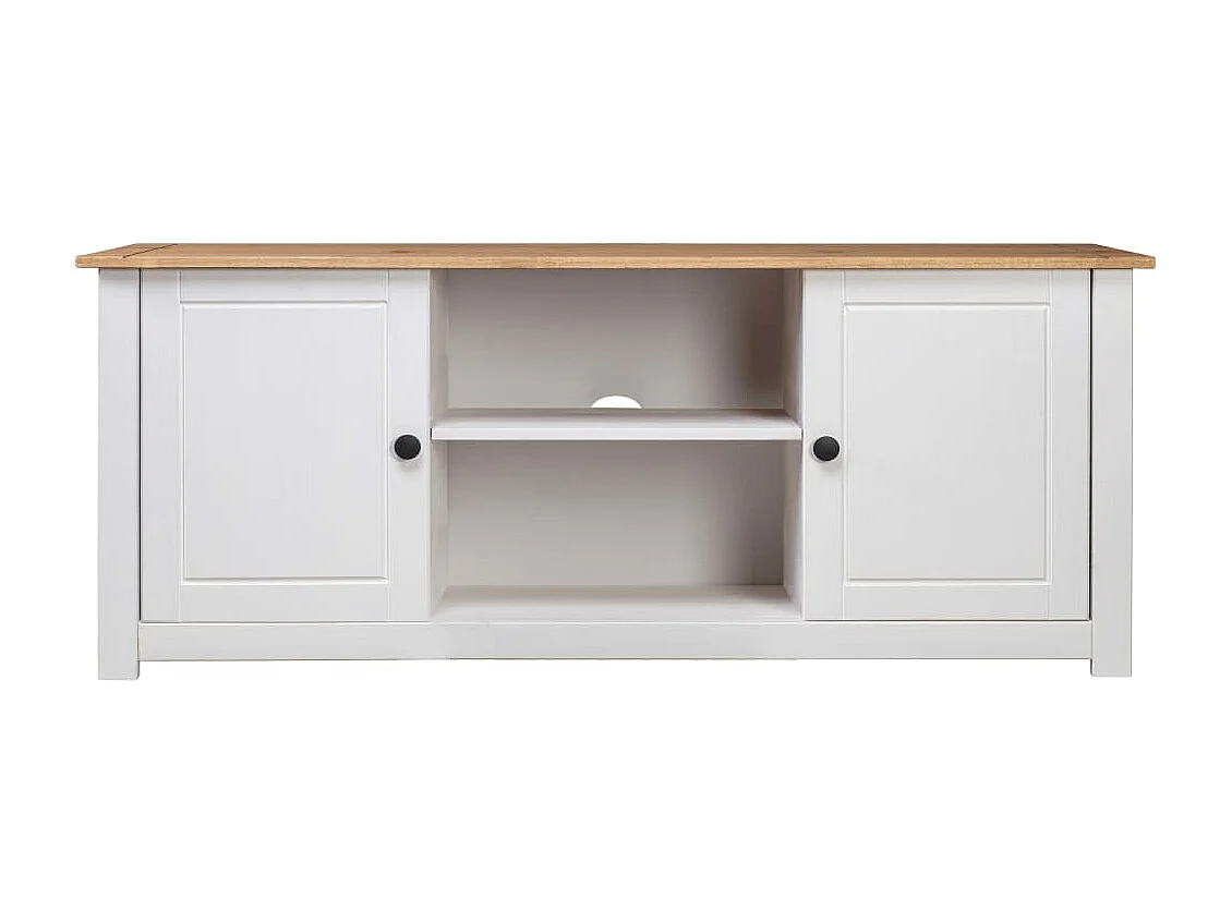 Berkfield TV Cabinet White 120x40x50 cm Solid Pine Wood Panama Range