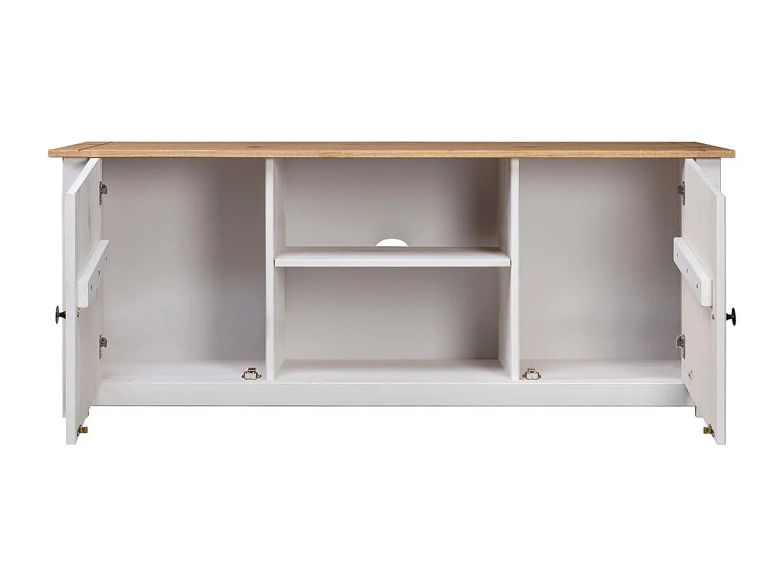 Berkfield TV Cabinet White 120x40x50 cm Solid Pine Wood Panama Range