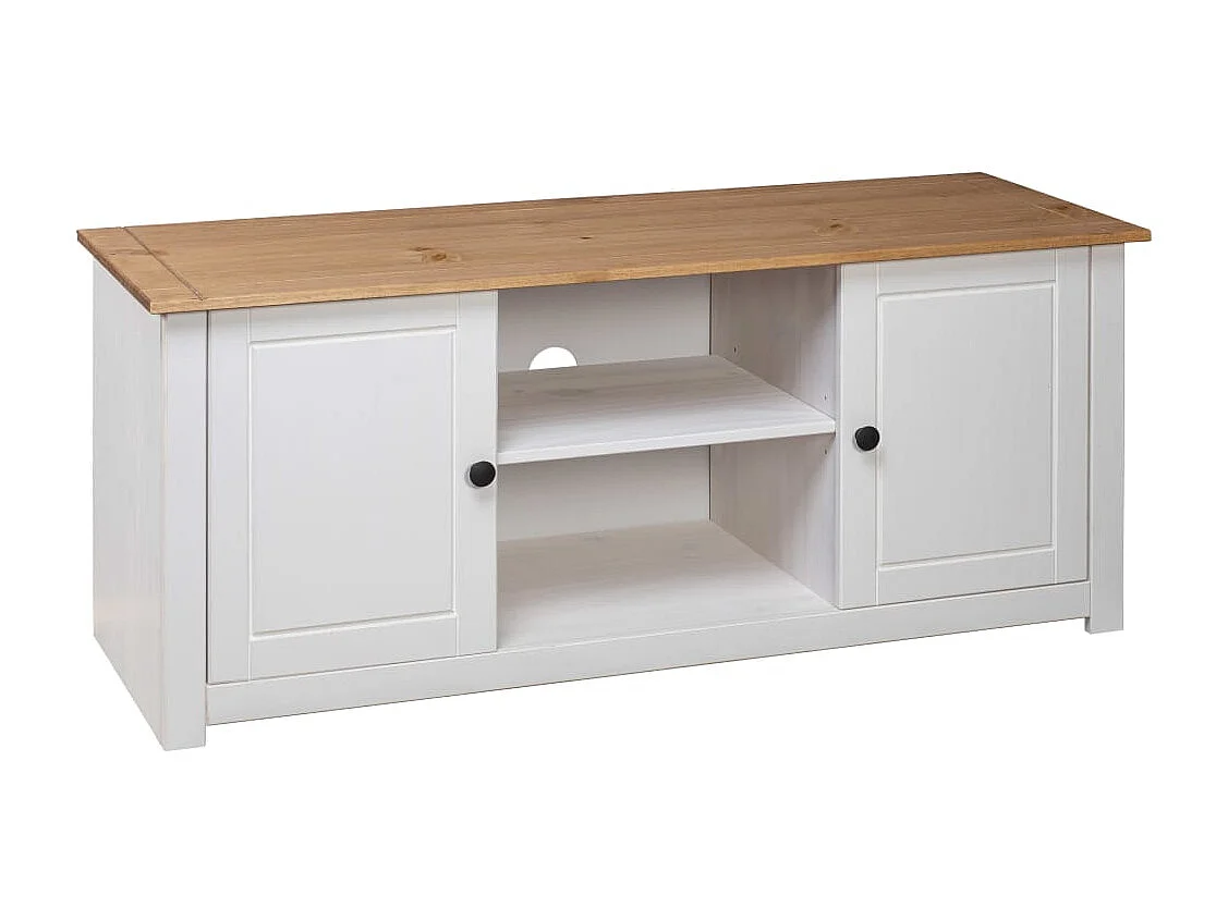 Berkfield TV Cabinet White 120x40x50 cm Solid Pine Wood Panama Range