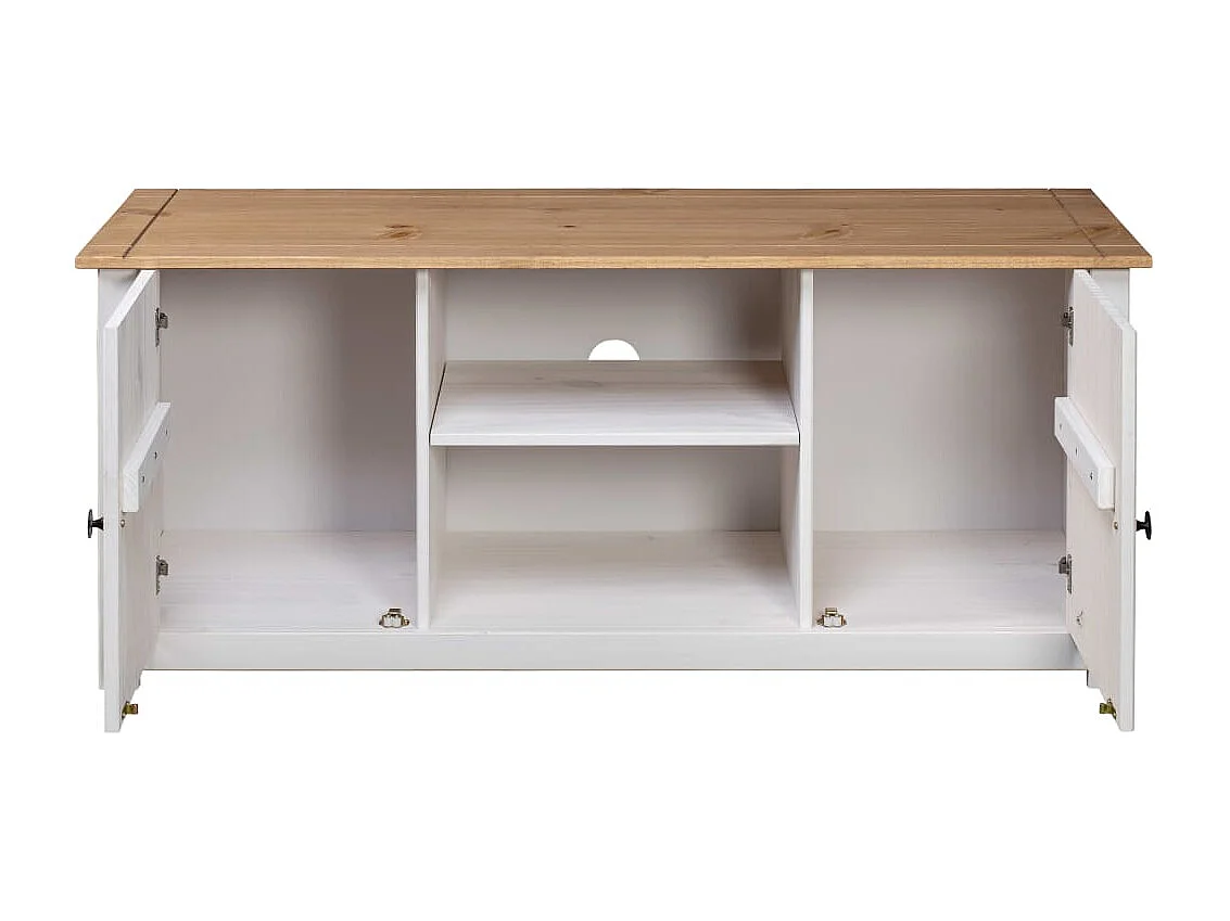 Berkfield TV Cabinet White 120x40x50 cm Solid Pine Wood Panama Range