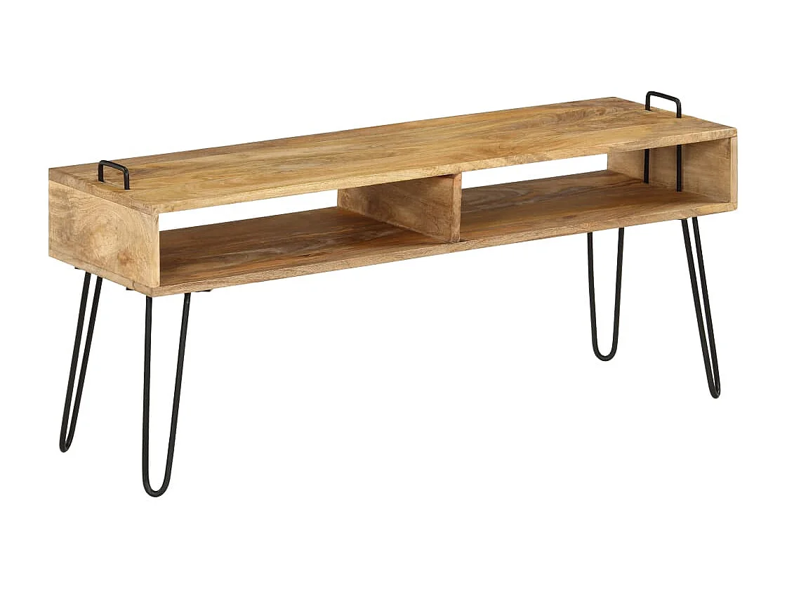 Berkfield TV Stand Solid Mango Wood 110x35x45 cm