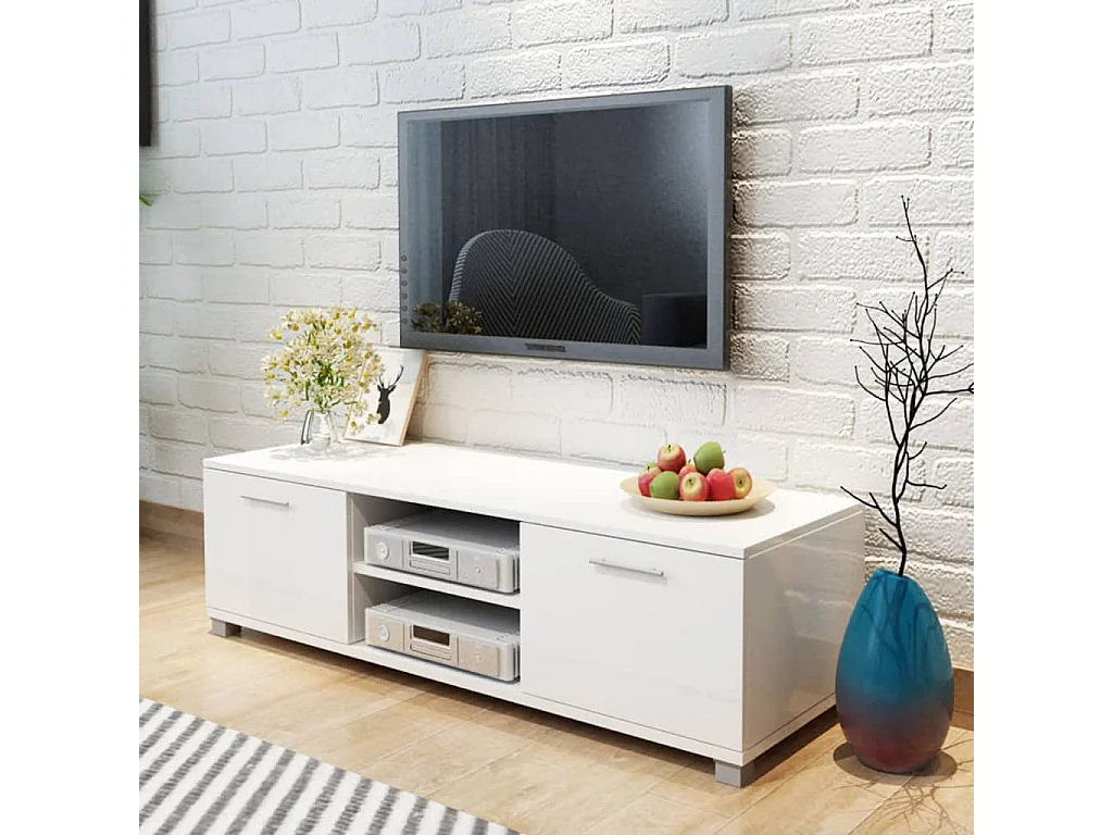 Berkfield TV Cabinet High-Gloss White 120x40.5x35 cm