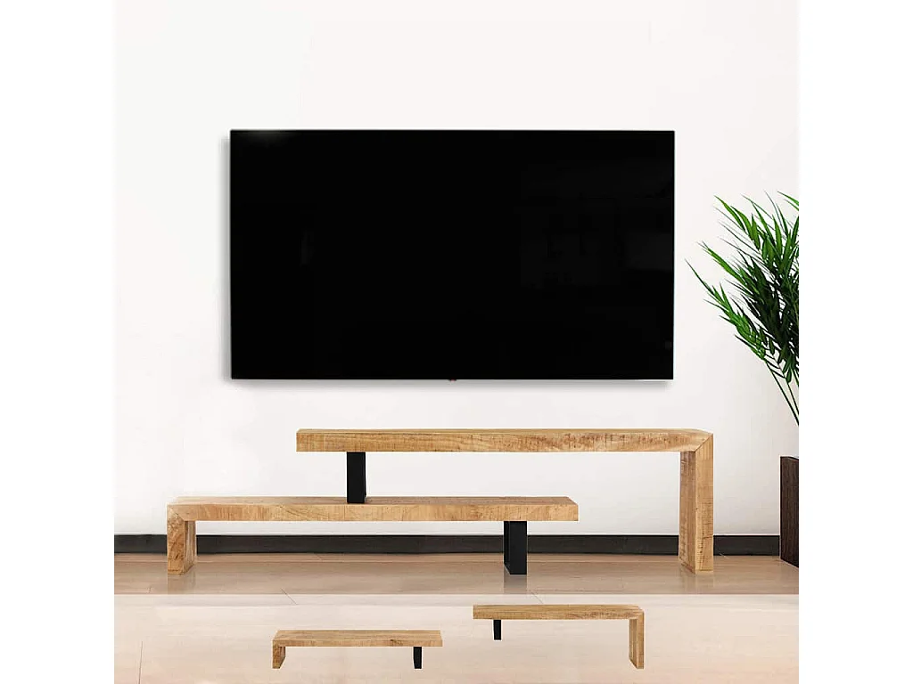 Berkfield TV Stand Solid Mango Wood