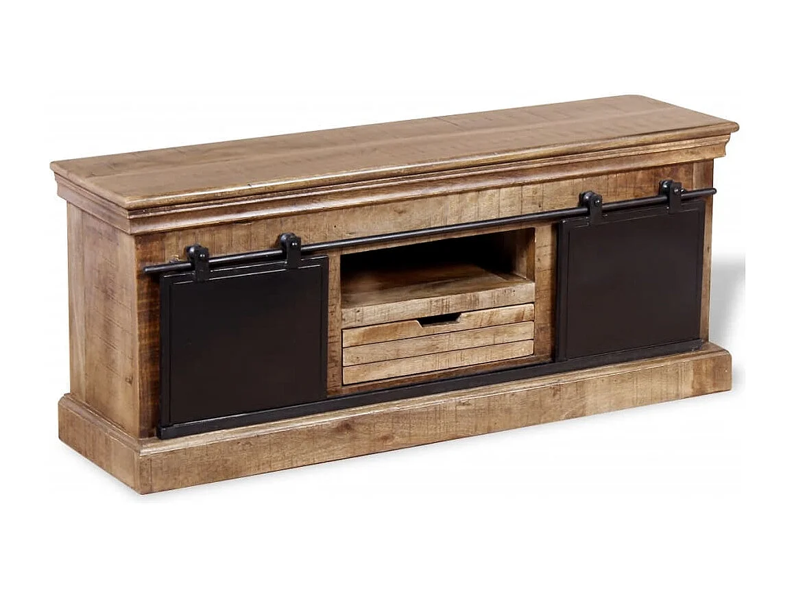 Berkfield TV Cabinet with 2 Sliding Doors Solid Mango Wood 110x30x45 cm
