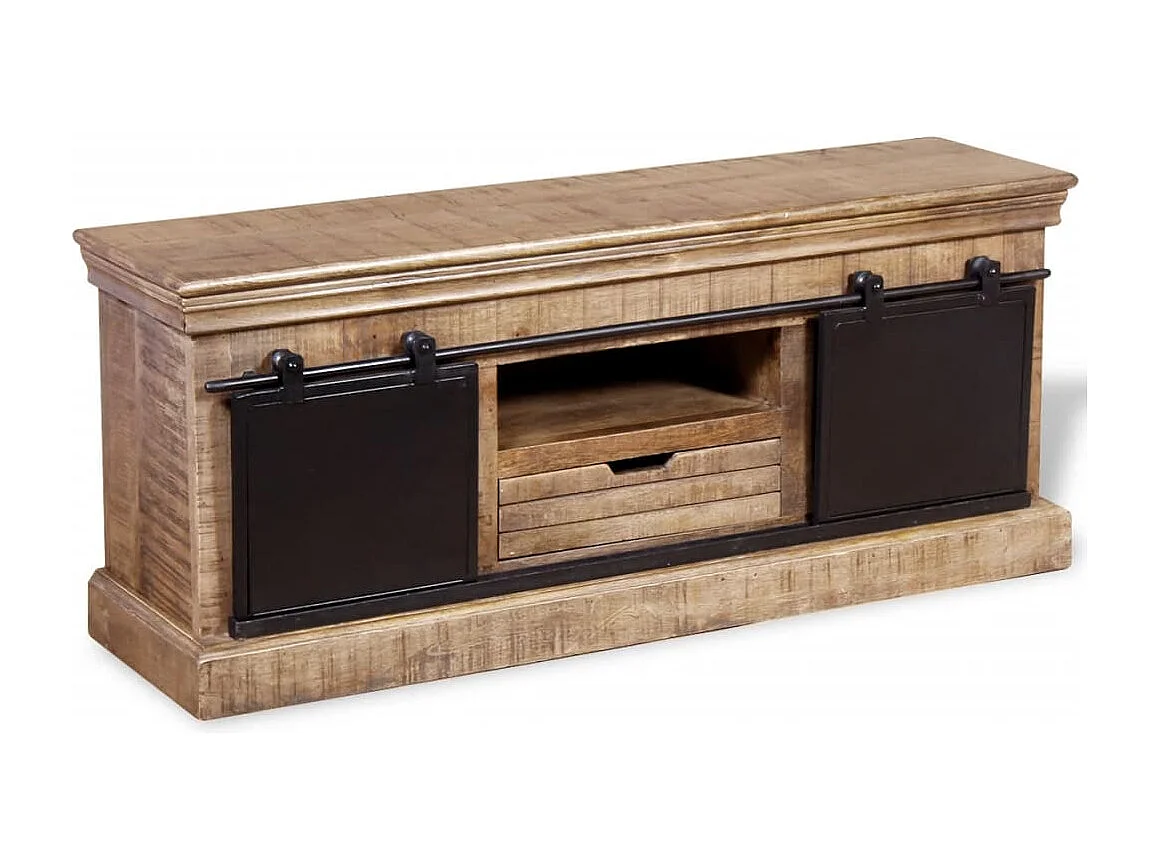 Berkfield TV Cabinet with 2 Sliding Doors Solid Mango Wood 110x30x45 cm