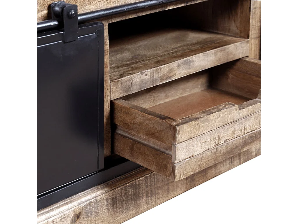 Berkfield TV Cabinet with 2 Sliding Doors Solid Mango Wood 110x30x45 cm