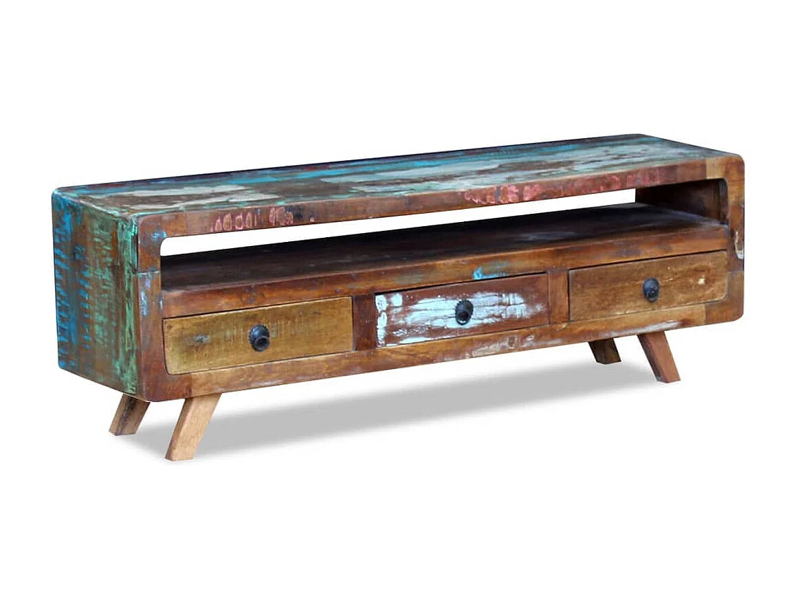 Berkfield TV Cabinet with 3 Drawers Solid Reclaimed Wood
