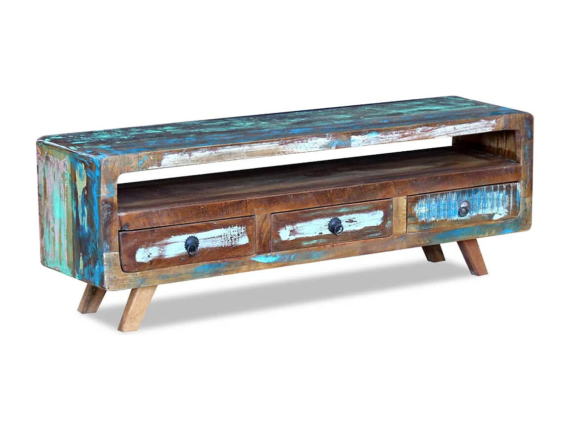 Berkfield TV Cabinet with 3 Drawers Solid Reclaimed Wood