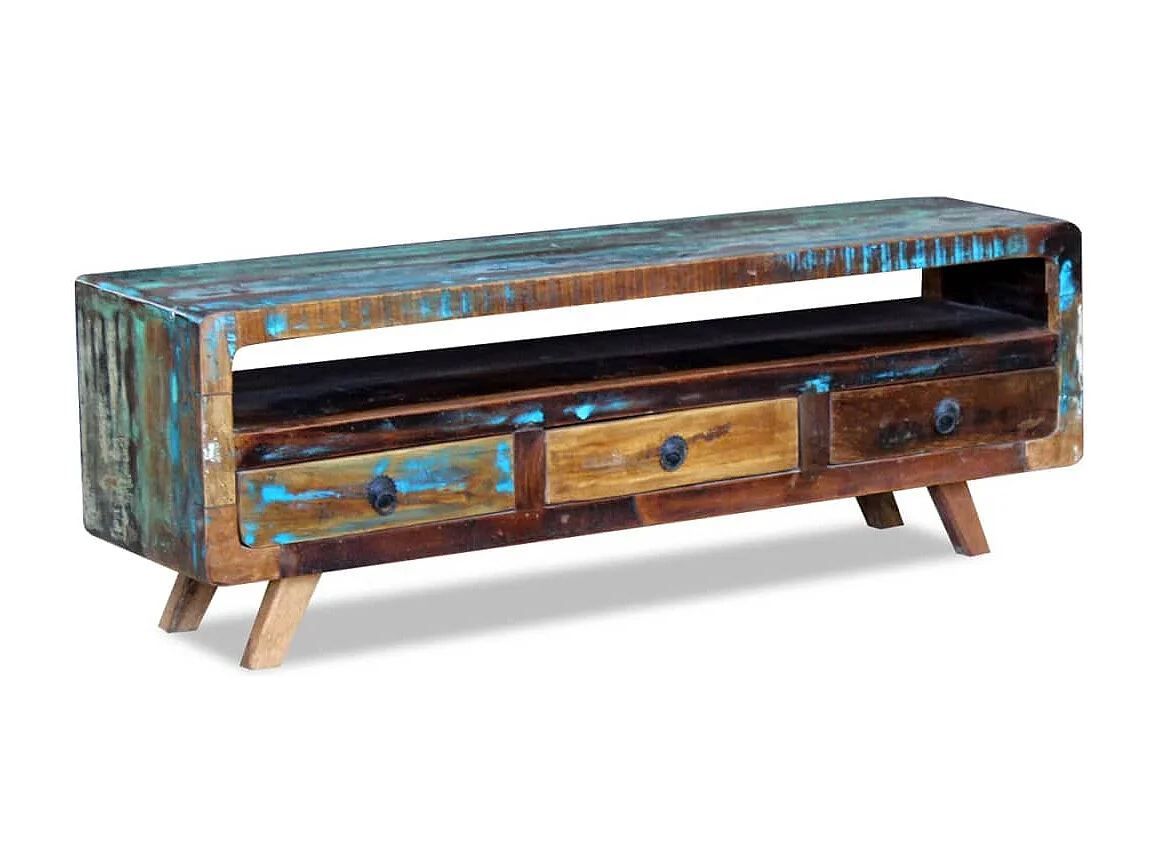 Berkfield TV Cabinet with 3 Drawers Solid Reclaimed Wood