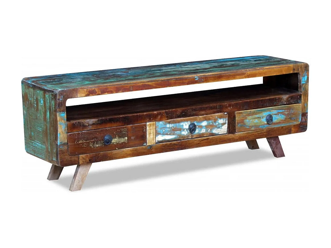 Berkfield TV Cabinet with 3 Drawers Solid Reclaimed Wood