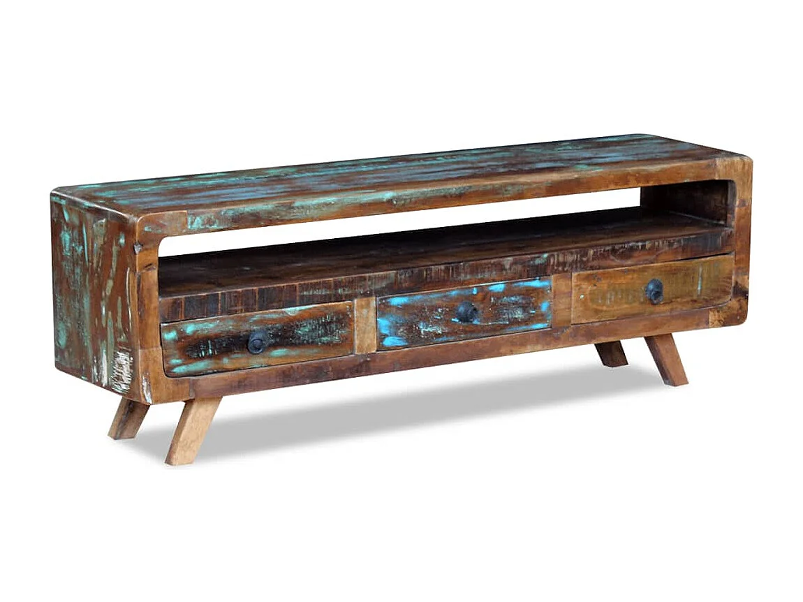 Berkfield TV Cabinet with 3 Drawers Solid Reclaimed Wood
