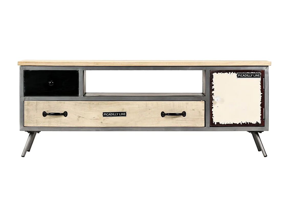 Berkfield TV Cabinet Solid Mango Wood and Steel 120x30x45 cm