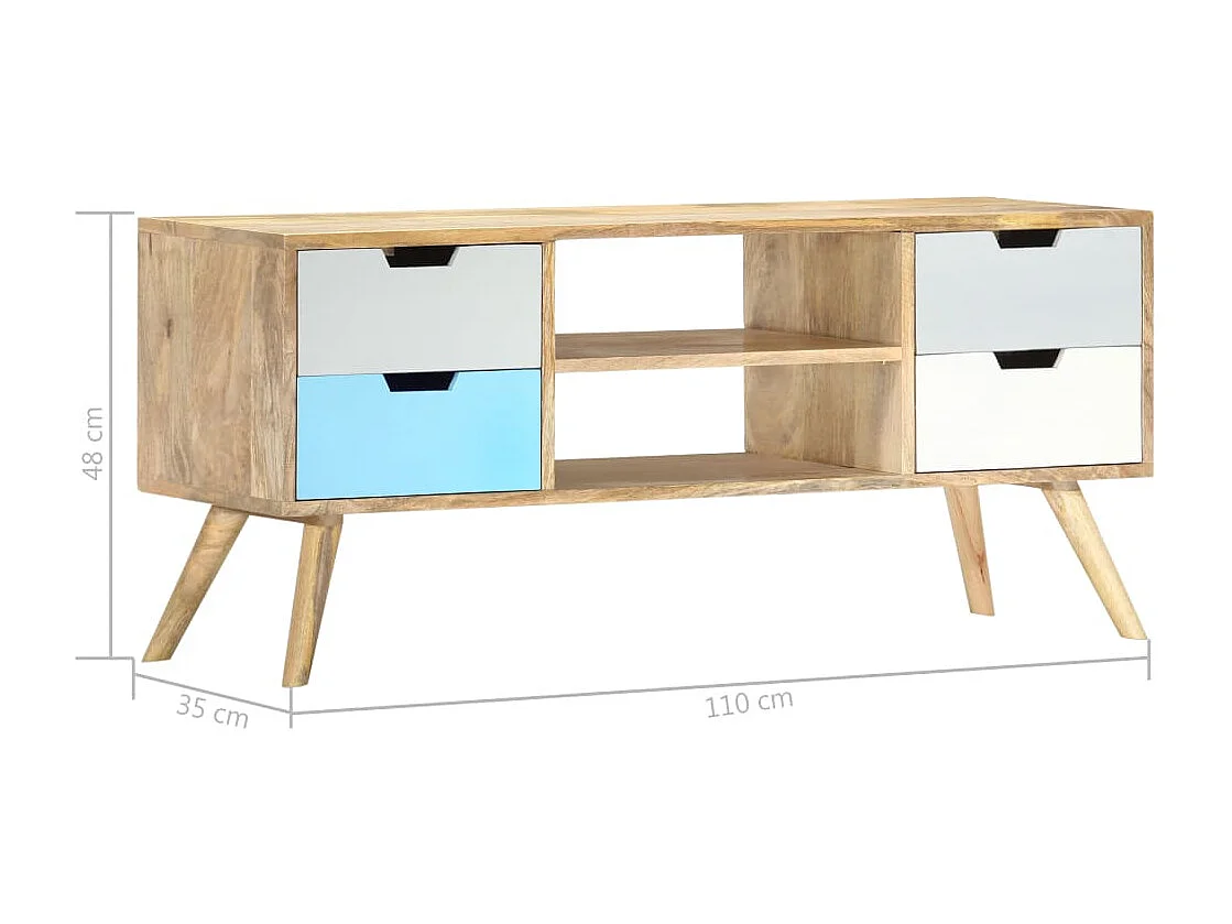 Berkfield TV Cabinet 110x35x48 cm Solid Mango Wood