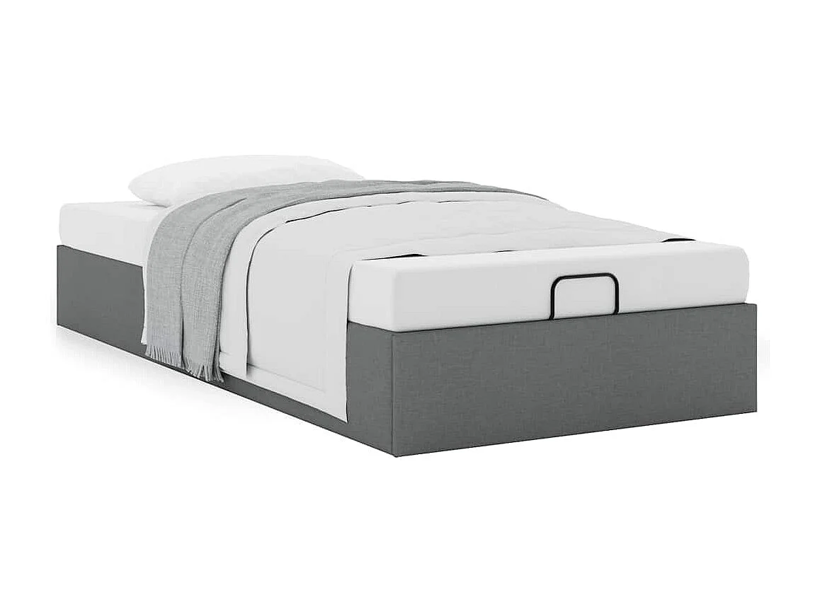 Berkfield Ottoman Bed Frame without Mattress Dark Grey Single Fabric