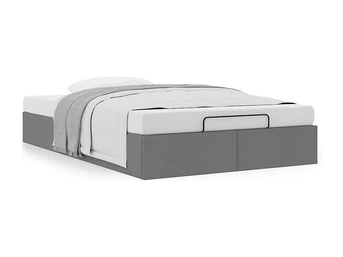 Berkfield Ottoman Bed Frame without Mattress Dark Grey Double Fabric